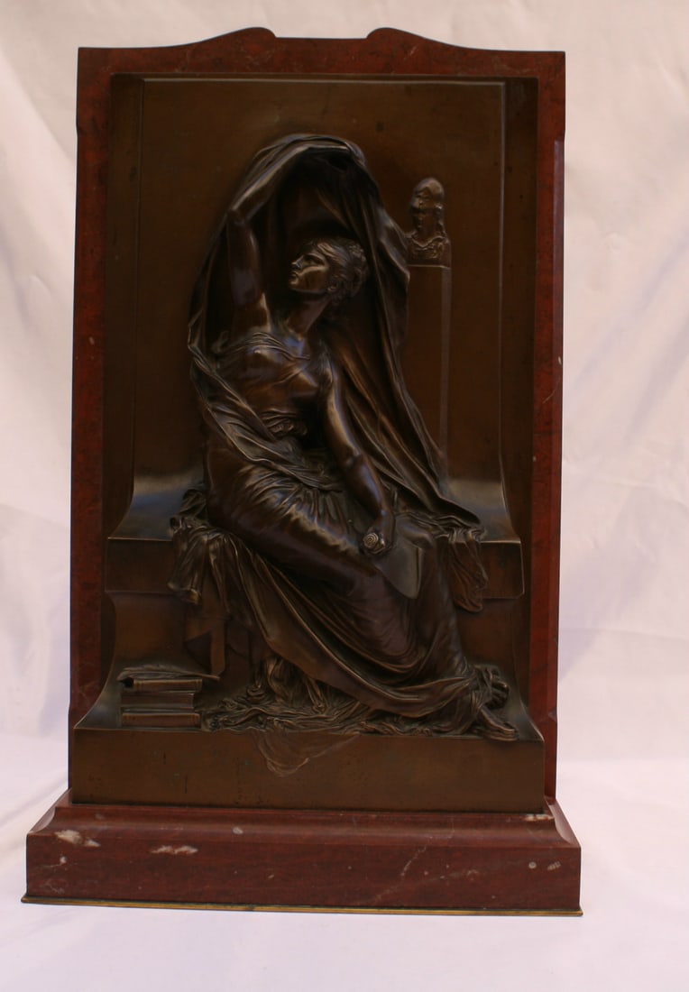 19th Century Henri Chapu Bronze Statue on Marble Base: 19th Century Henri Chapu Bronze Statue on Marble Base Discover a remarkable 19th century French bronze statue crafted by the renowned artist Henri Michel Chapu (1833-1891). This exquisite piece featur