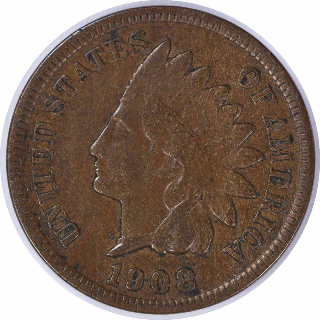 VF 1908-S Indian Head Copper Small Cent: VF 1908-S Indian Head Copper Small Cent This 1908 Indian Head Cent is a circulated coin from the United States, featuring the classic Indian Head design. Struck in copper, this coin is graded VF (Very