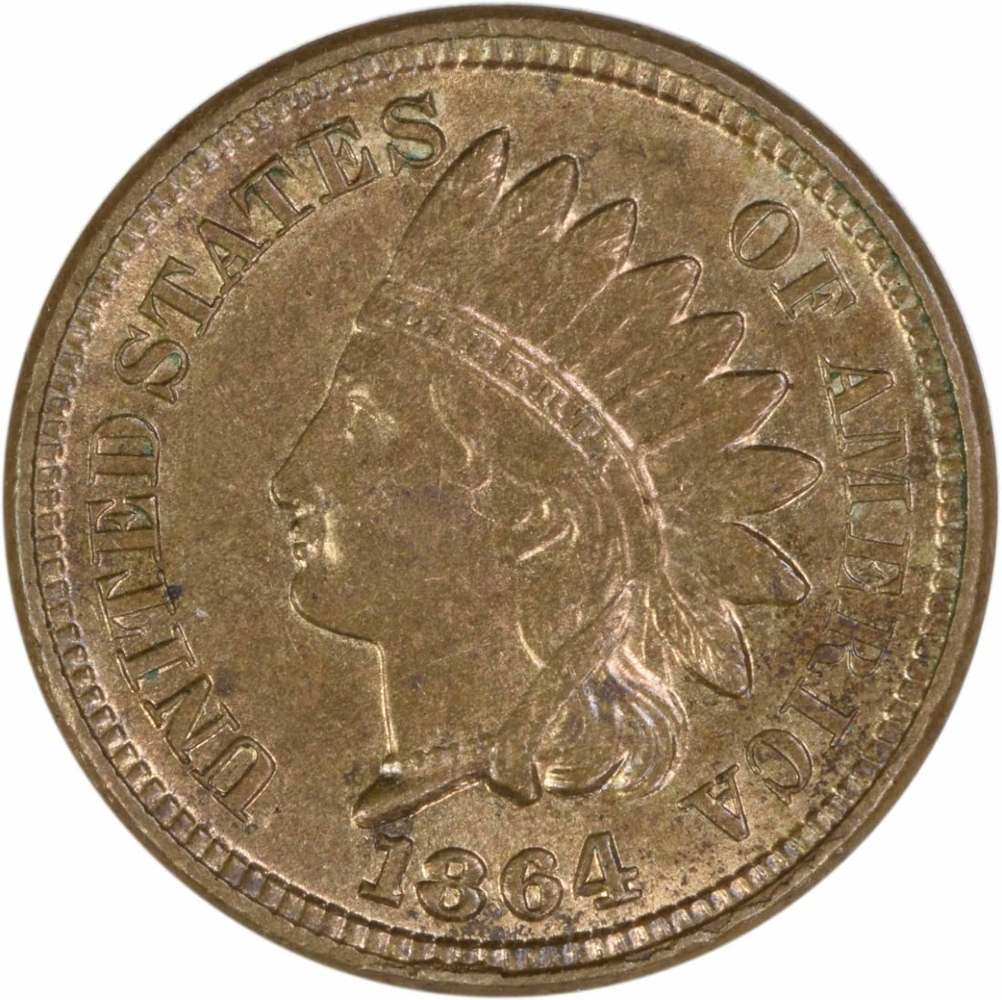 1864 Indian Head Small Cent MS63 Copper Uncertified: 1864 Indian Head Small Cent MS63 Copper Uncertified 1864 Indian Head small cent in uncirculated, pre-owned condition. This uncertified coin is listed as Choice BU and graded MS63, with copper composit