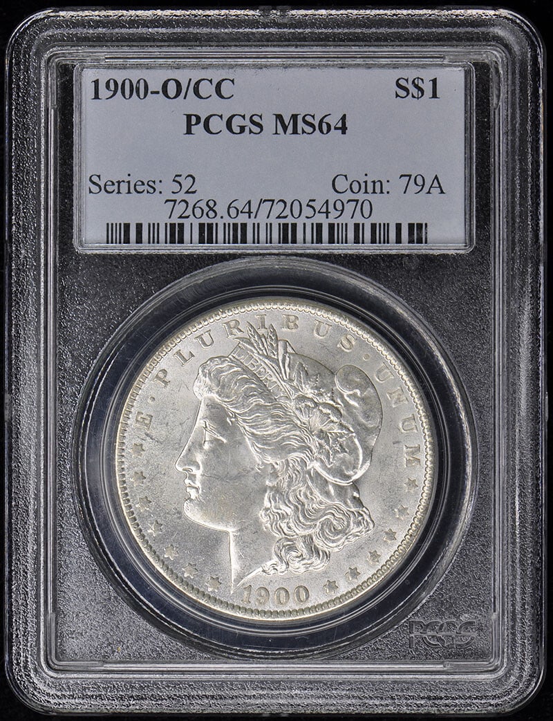 1900-O/CC Morgan Dollar PCGS MS64 Uncirculated Coin: 1900-O/CC Morgan Dollar PCGS MS64 Uncirculated Coin This 1900-O/CC Morgan Dollar is a stunning example of American coinage, certified by PCGS with a grade of MS64. Struck in Philadelphia, this uncircu