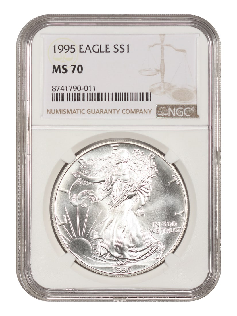 NGC MS70 1995 $1 Silver Eagle 1 oz Better Date (1 of 4)
