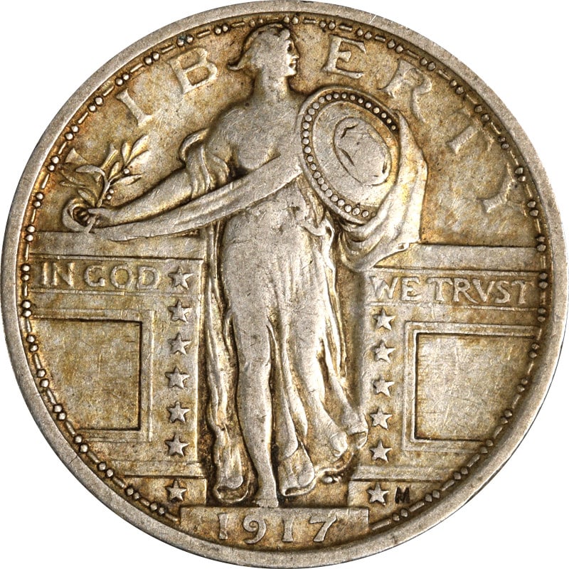 1917 P Standing Liberty Type 1 Silver Quarter Choice+: 1917 P Standing Liberty Type 1 Silver Quarter Choice+ 1917-P Type 1 Standing Liberty Quarter in Choice+ pre-owned condition. This circulated United States coin is composed of silver and remains uncert