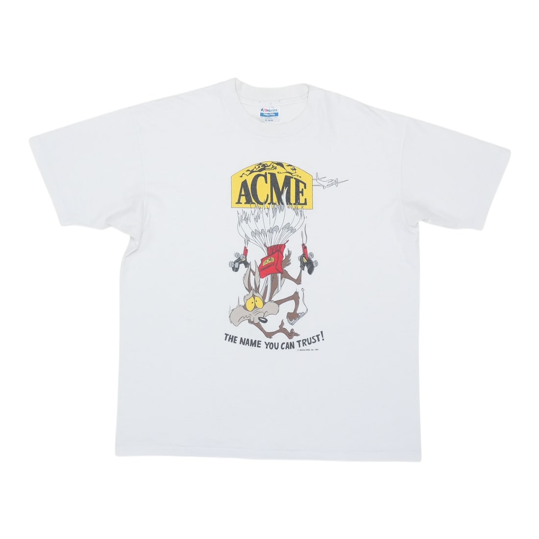 Vintage 1987 Wile E Coyote Acme Warner Brothers White Poly Cotton Shirt (1 of 8)