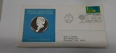 United Nations 1973 FDC With Sterling Silver Namibia Medal by Franklin Mint: United Nations 1973 FDC With Sterling Silver Namibia Medal by Franklin Mint This 1973 United Nations First Day Cover commemorates the United Nations recognition of Namibia. It includes a sterling silv