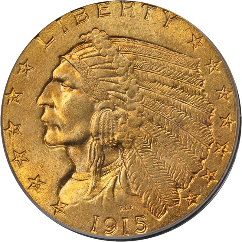 1915 $2.50 Indian Gold Coin PCGS MS65 OGH (1 of 4)