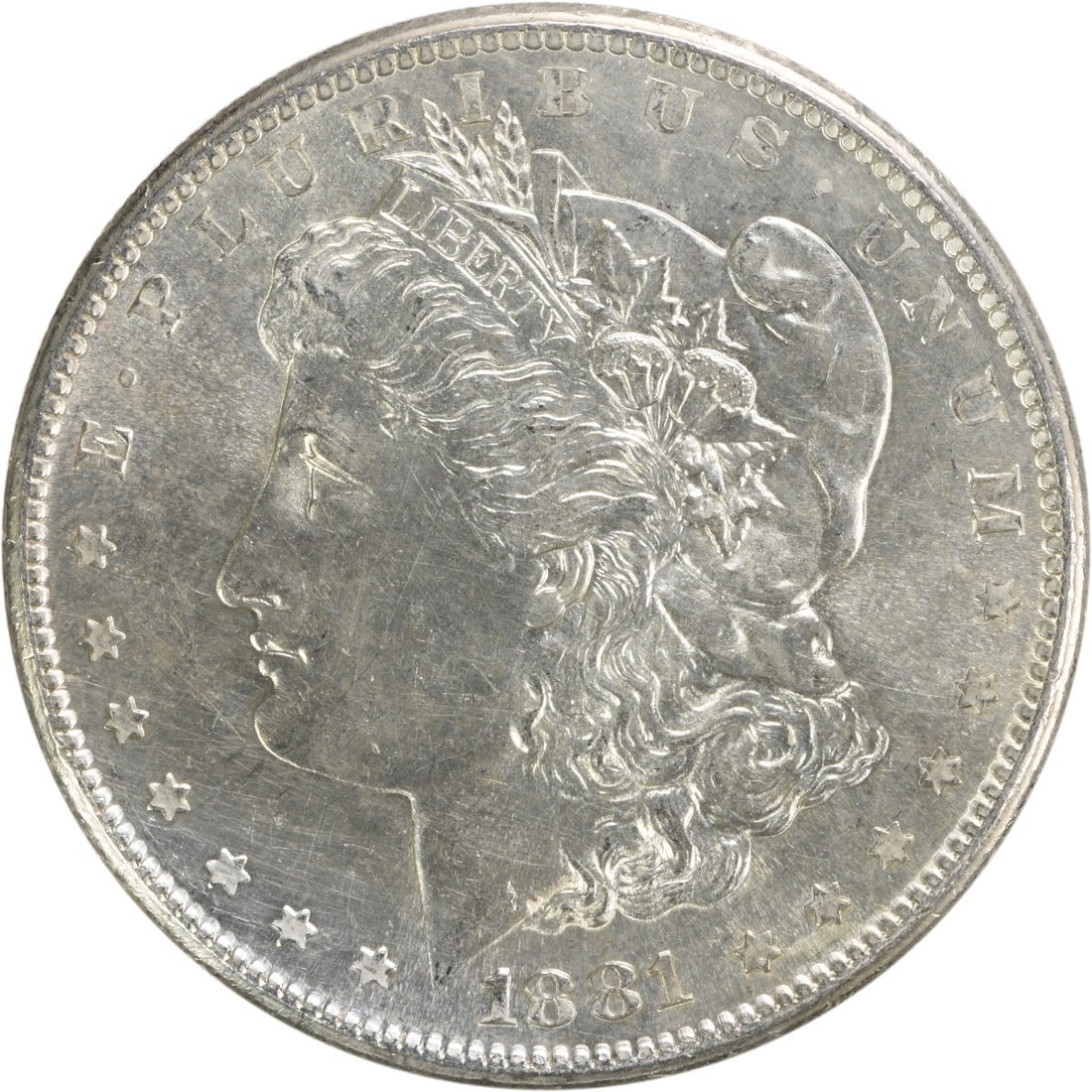 Choice BU 1881 San Francisco Morgan Dollar Uncirculated Silver Coin: Choice BU 1881 San Francisco Morgan Dollar Uncirculated Silver Coin This 1881-S Morgan Silver Dollar is an uncirculated, pre-owned coin graded as Choice BU. Minted in San Francisco, it features a silv