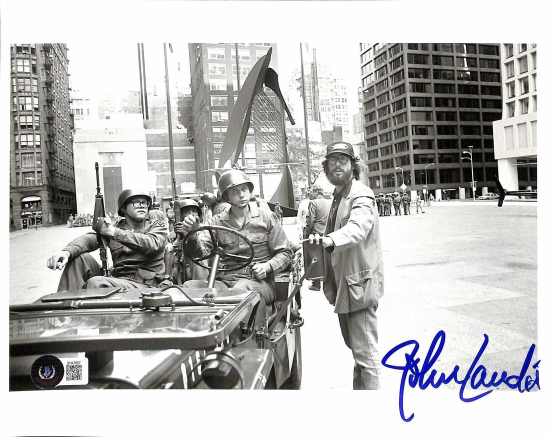 8x10 Blues Brothers photo signed by John Landis Beckett authenticated: 8x10 Blues Brothers photo signed by John Landis Beckett authenticated This is a black-and-white 8x10 behind-the-scenes photograph from the 1980 film The Blues Brothers, personally hand-signed by direc