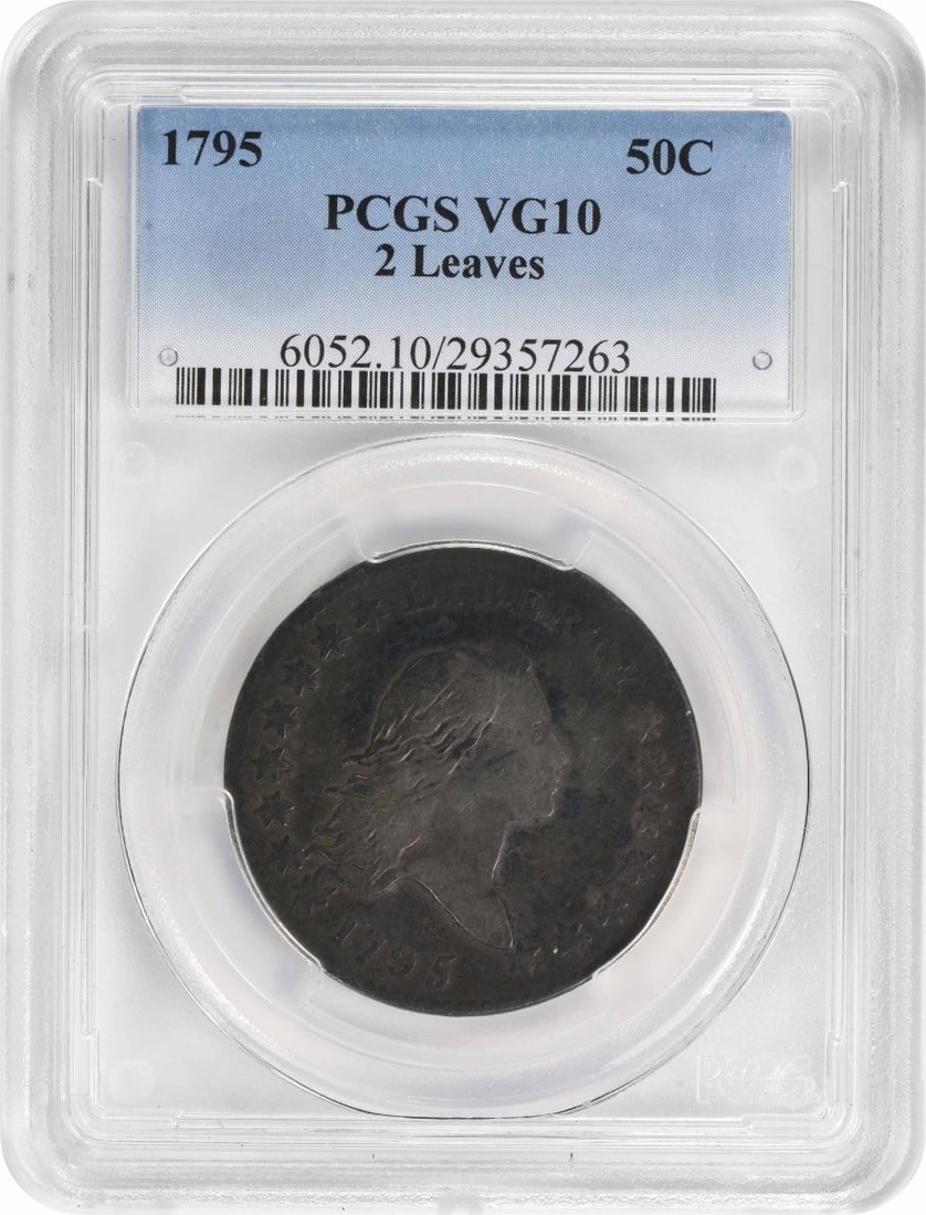 1795 Bust Silver Half Dollar VG10 PCGS Certified 50C: 1795 Bust Silver Half Dollar VG10 PCGS Certified 50C This 1795 Bust Silver Half Dollar is a notable piece of history, certified by PCGS with a grade of VG10. Minted in Philadelphia, this coin features