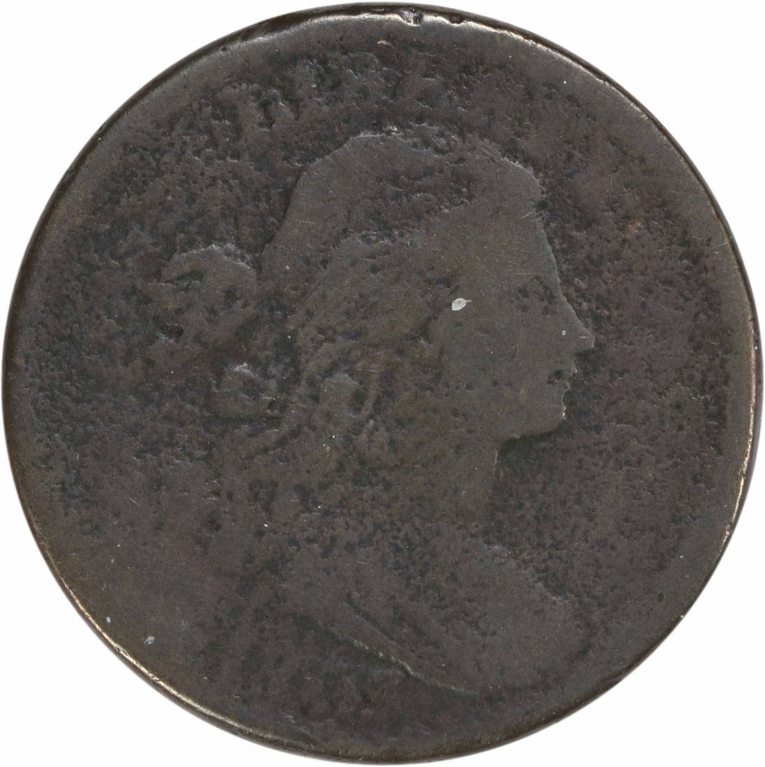1803 Draped Bust Large Cent Copper Coin AG Uncertified: 1803 Draped Bust Large Cent Copper Coin AG Uncertified This 1803 Large Cent is a notable piece of American numismatic history, featuring the Draped Bust design by Robert Scot. Made of copper, this coi