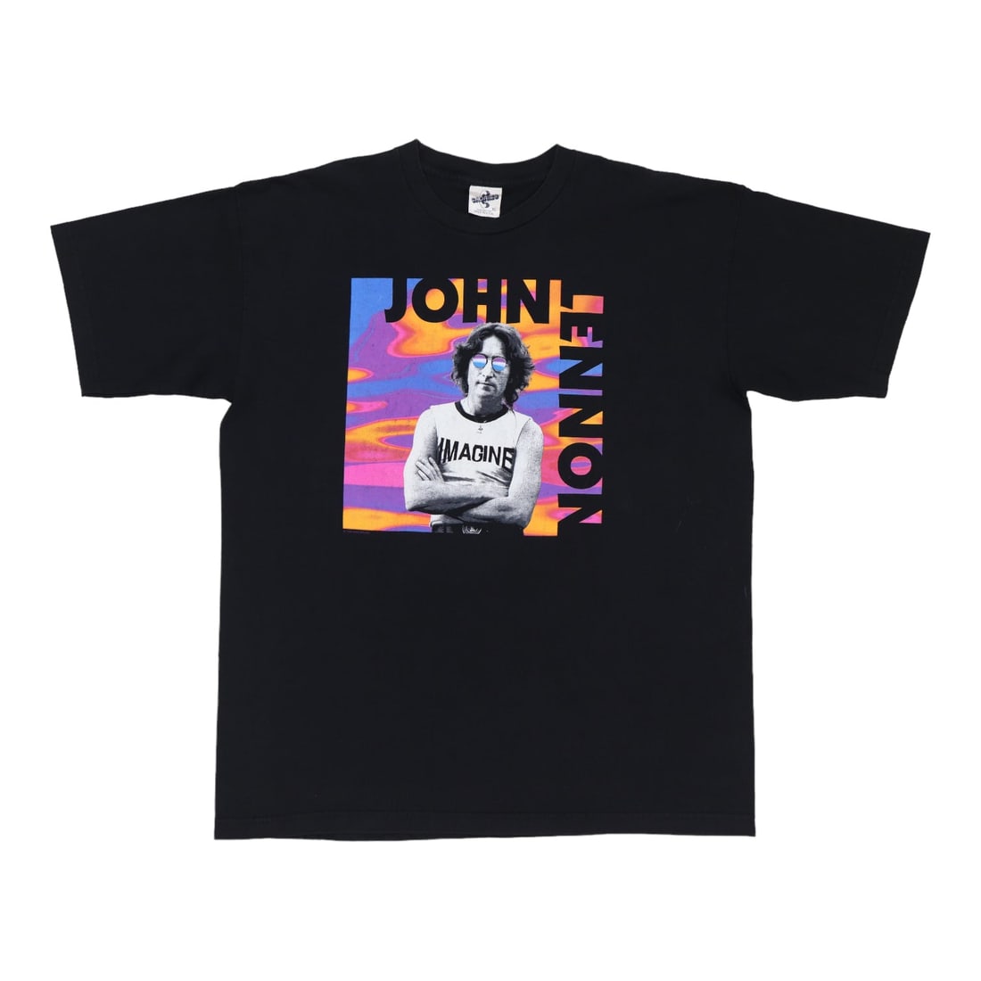 Vintage 1997 John Lennon Imagine Graphic Black Cotton T-Shirt XL: Vintage 1997 John Lennon Imagine Graphic Black Cotton T-Shirt XL This is an original vintage 1997 John Lennon Imagine shirt featuring front and back graphics. Crafted from 100% cotton, the shirt comes