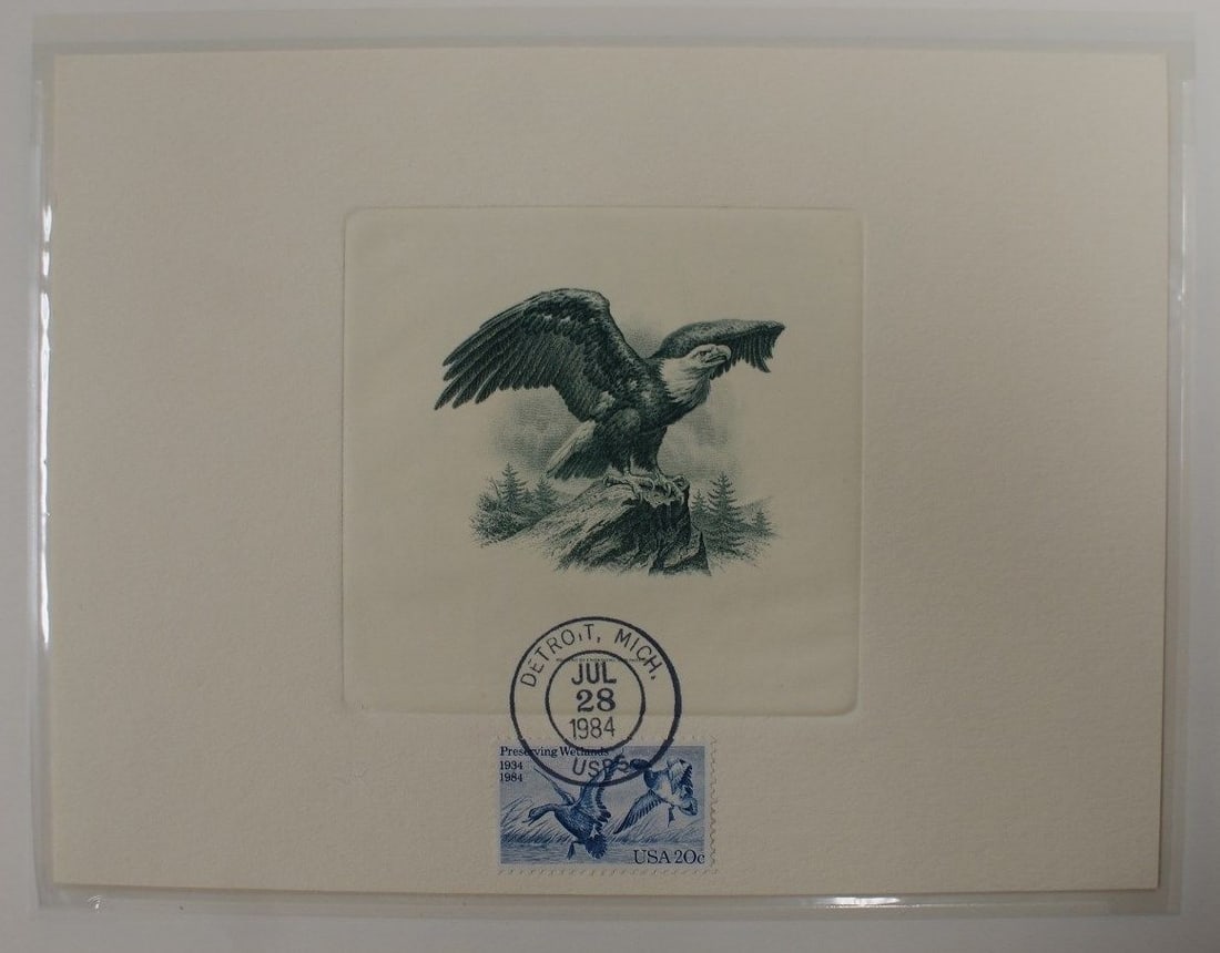 ANA 1984 Eagle Vignette Green BEP B 72 Souvenir Card Show Cancellation: ANA 1984 Eagle Vignette Green BEP B 72 Souvenir Card Show Cancellation This is a BEP souvenir card B 72 from the 1984 ANA show, featuring a proof eagle vignette in green. The card was issued by the Un