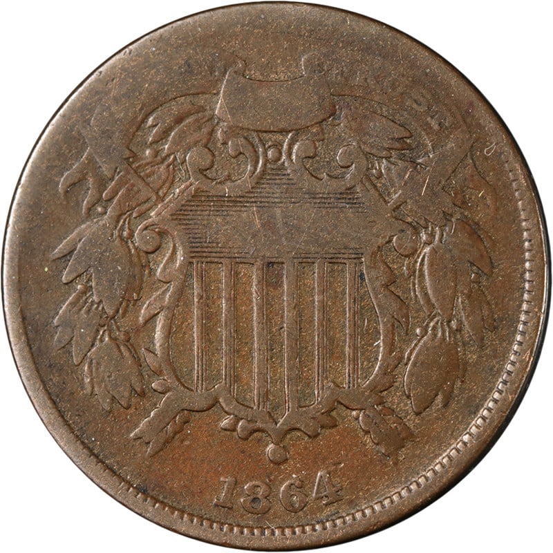 1864 Copper Small Motto Two Cent Key Date Coin (1 of 2)