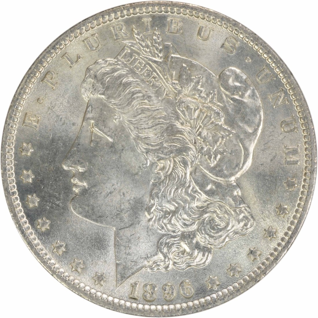 Choice BU 1896 Silver Morgan Dollar Uncertified No Mint Mark: Choice BU 1896 Silver Morgan Dollar Uncertified No Mint Mark This is an 1896 Morgan Silver Dollar from the United States, featuring a composition of silver. The coin is in Choice Brilliant Uncirculate