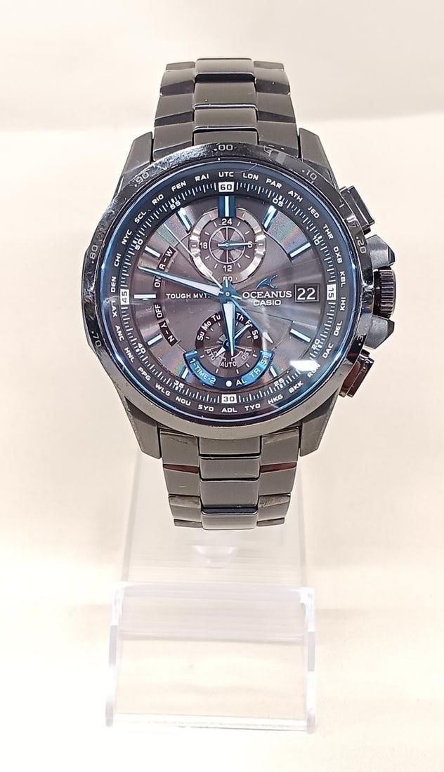 CASIO OCW-T1000 OCEANUS titanium men's wristwatch solar radio-controlled: CASIO OCW-T1000 OCEANUS titanium men's wristwatch solar radio-controlled Pre-owned Casio Oceanus Classic Line men's wristwatch from Japan. This OCW-T1000 model features a solar-powered, radio-controll