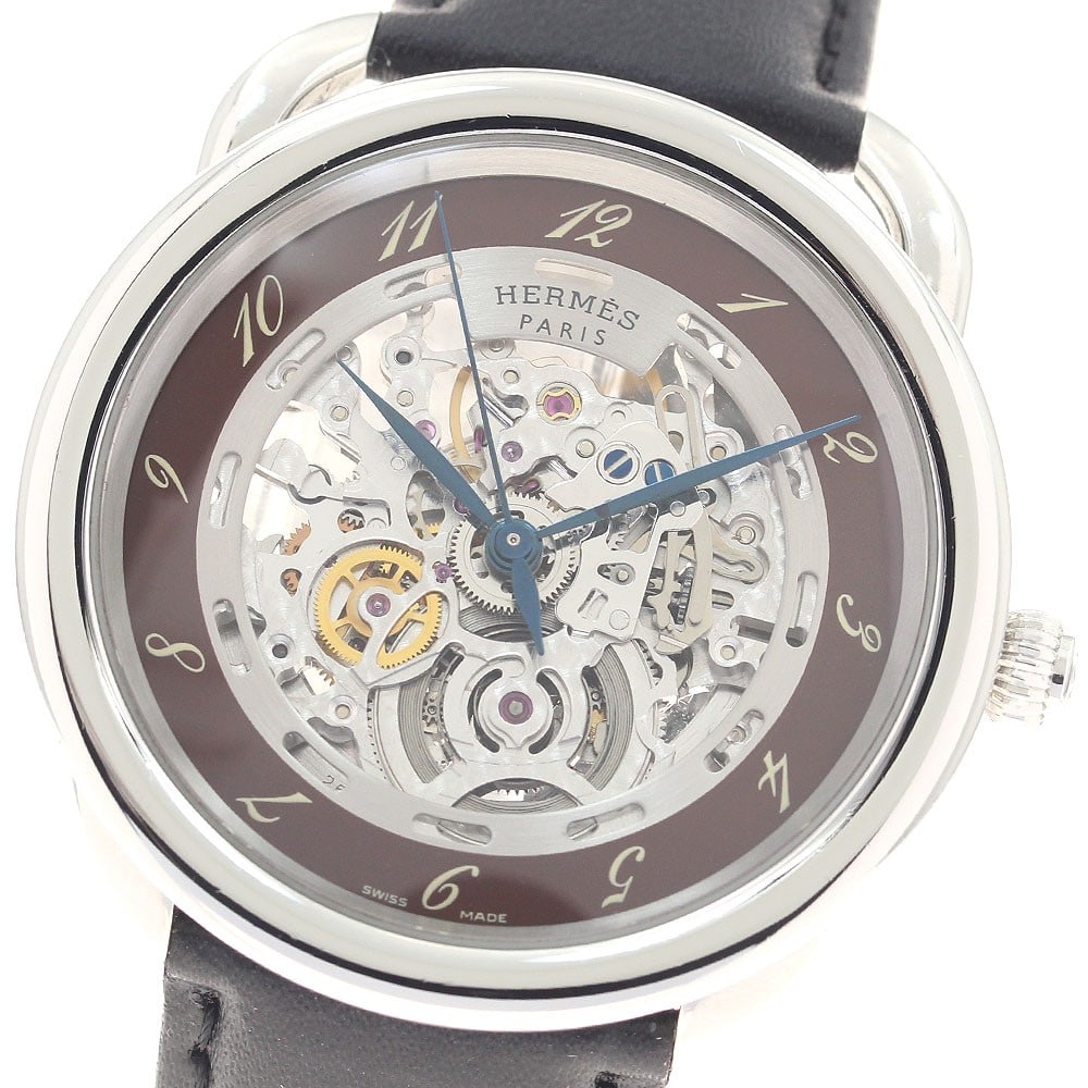 Hermes Arceau Skeleton AR6.710a Mens Automatic Wristwatch: Hermes Arceau Skeleton AR6.710a Mens Automatic Wristwatch Hermes Arceau Skeleton men's wristwatch, made in Switzerland, with an automatic movement and stainless steel case. It features a skeleton dial