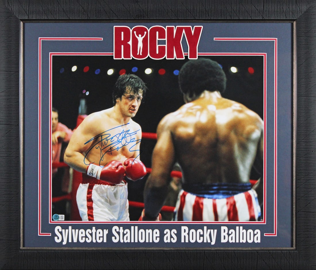 Framed 16x20 Rocky boxing photo signed by Sylvester Stallone Beckett COA (1 of 4)