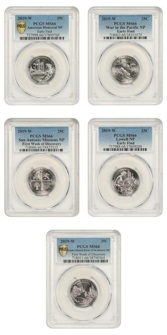 PCGS MS66 2019-W Washington ATB quarters 5-coin clad Type 1 set (1 of 5)
