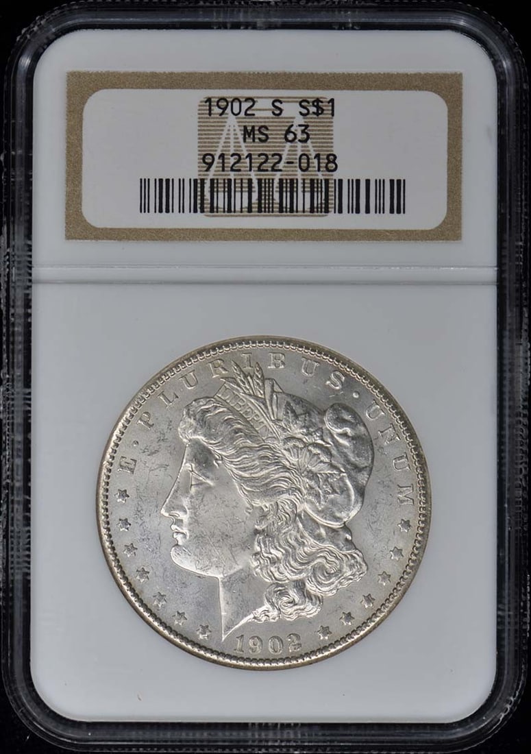1902-S Morgan Dollar NGC MS63 Uncirculated San Francisco Coin: 1902-S Morgan Dollar NGC MS63 Uncirculated San Francisco Coin This 1902-S Morgan Dollar is a stunning example of American coinage, certified by NGC with a grade of MS63, indicating its uncirculated co