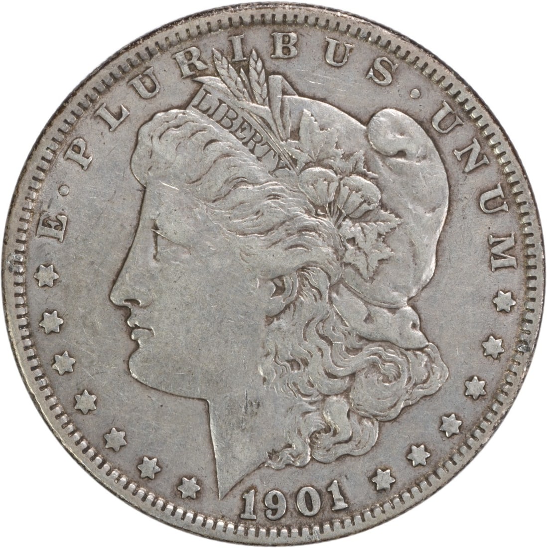 1901 Morgan Silver Dollar EF Uncertified 90% Silver Coin: 1901 Morgan Silver Dollar EF Uncertified 90% Silver Coin This 1901 Morgan Silver Dollar is an exceptional piece for collectors, featuring a grade of EF (Extremely Fine). Struck in Philadelphia, this c