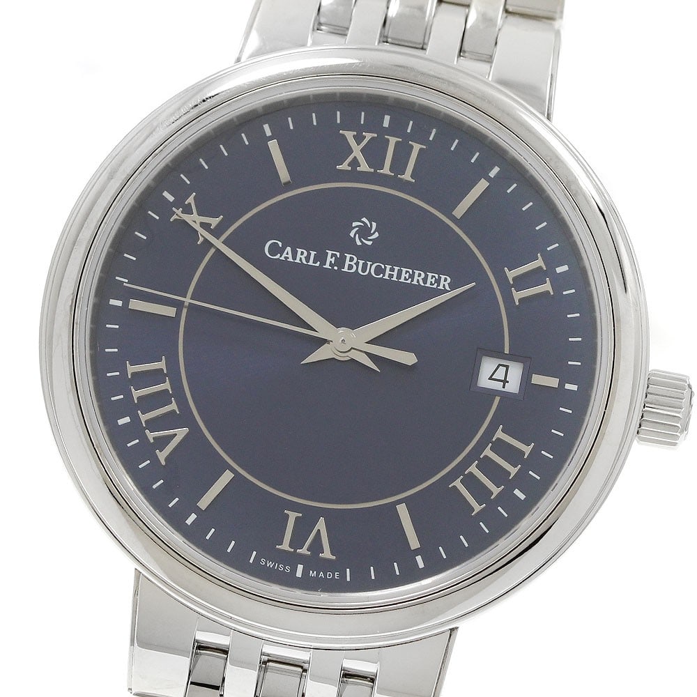 Men's Automatic Wristwatch CARL F.BUCHERER Adamavi Date 00.10314.08.55.21: Men's Automatic Wristwatch CARL F.BUCHERER Adamavi Date 00.10314.08.55.21 This pre-owned Carl F. Bucherer Adamavi Date automatic men's wristwatch is a Swiss-made timepiece with a stainless steel case 