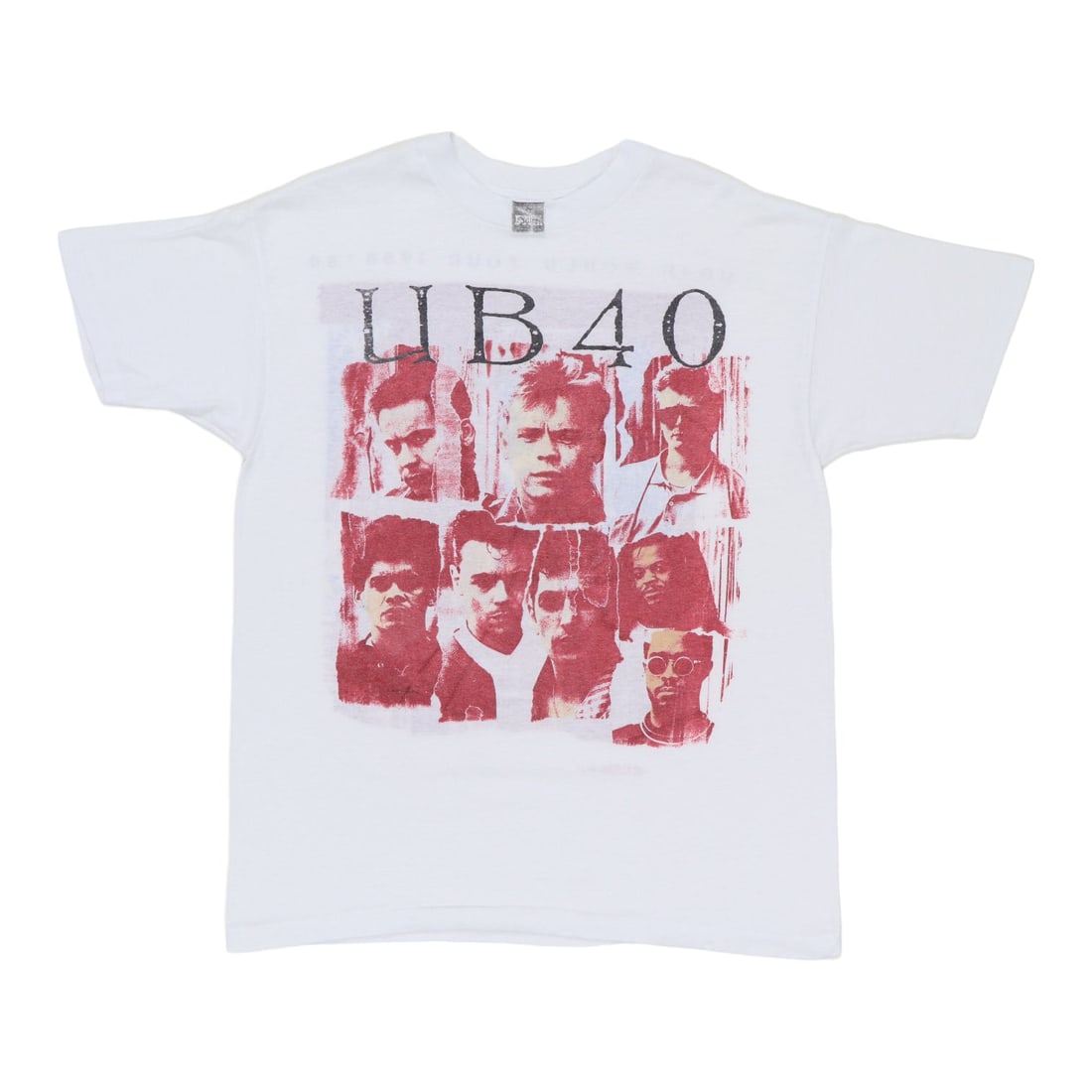 Vintage 1988 UB40 Concert Tour White Poly Cotton T Shirt XL: Vintage 1988 UB40 Concert Tour White Poly Cotton T Shirt XL This is an original vintage 1988 UB40 World Tour shirt featuring both front and back graphics. Made from a 50/50 poly/cotton blend, the shir