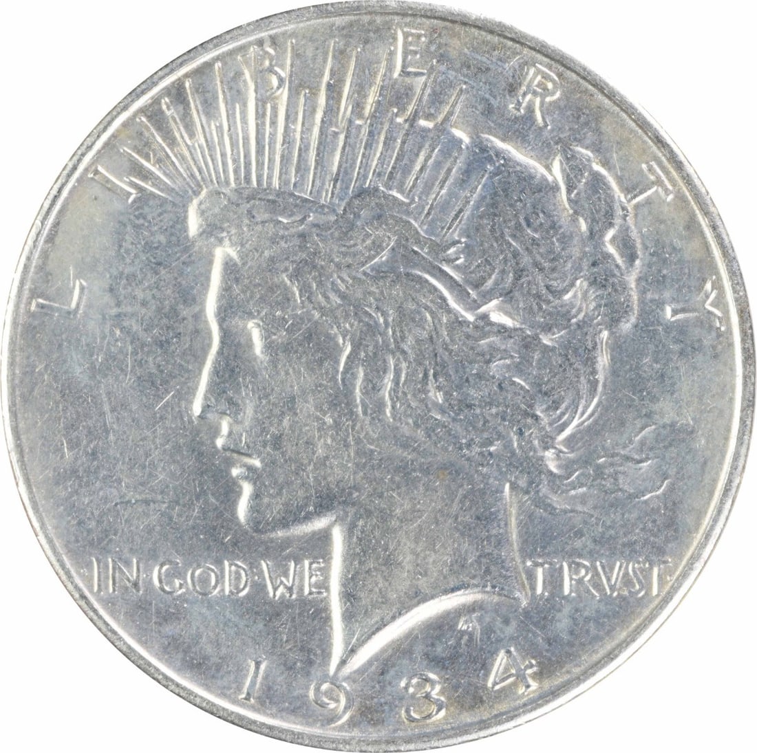AU 1934 D Peace Dollar Silver $1 Uncertified Coin: AU 1934 D Peace Dollar Silver $1 Uncertified Coin 1934-D Peace Silver Dollar in About Uncirculated (AU) grade. This circulated, uncertified U.S. coin is composed of silver and carries a $1 denominatio