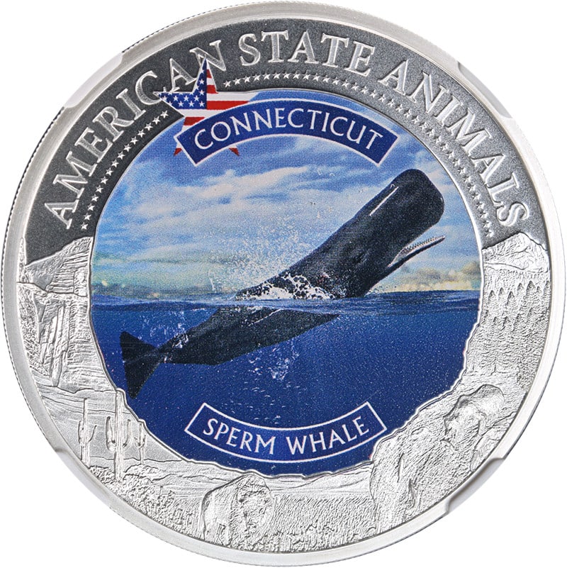 NGC MS70 2022 Cook Islands $5 1 Ounce Silver Connecticut Whale Coin (1 of 4)