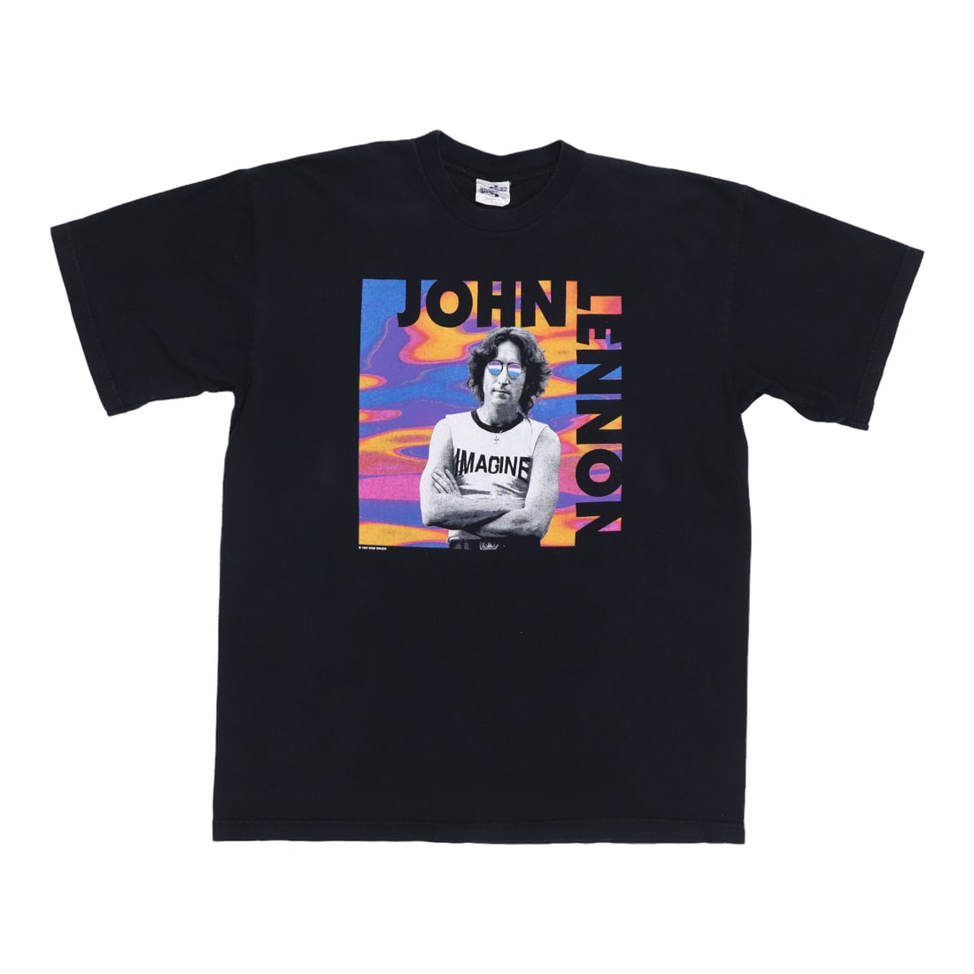 Vintage 1997 John Lennon Imagine Black Cotton T-Shirt Extra Large: Vintage 1997 John Lennon Imagine Black Cotton T-Shirt Extra Large This is an original vintage 1997 John Lennon Imagine shirt, not a modern reproduction. The shirt is in excellent condition with no hol