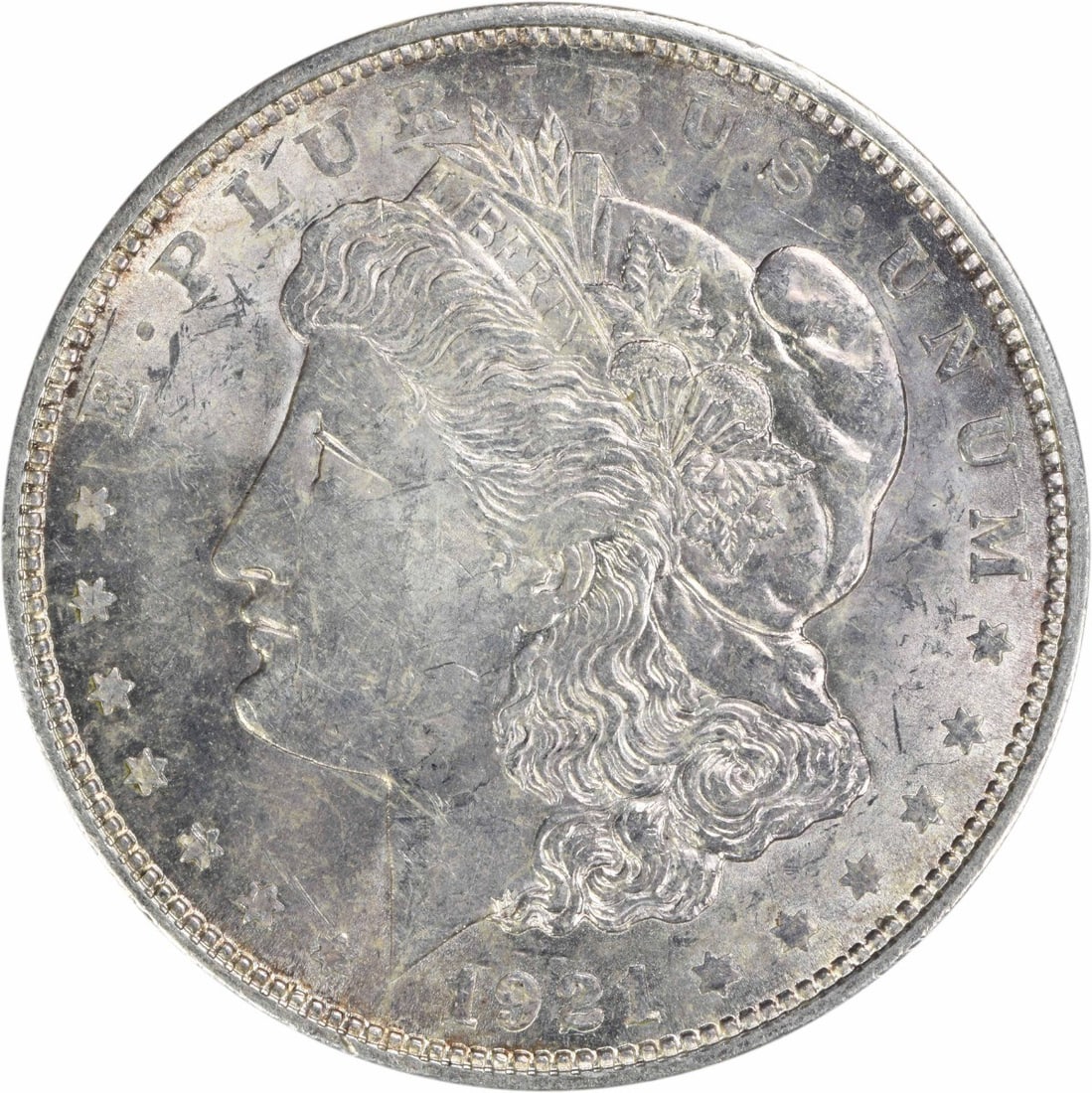 Uncirculated 1921 D Morgan Dollar Silver Coin Brilliant BU Uncertified: Uncirculated 1921 D Morgan Dollar Silver Coin Brilliant BU Uncertified This 1921-D Morgan Silver Dollar is an uncirculated coin from the Denver Mint. Composed of silver, it is graded BU and remains un