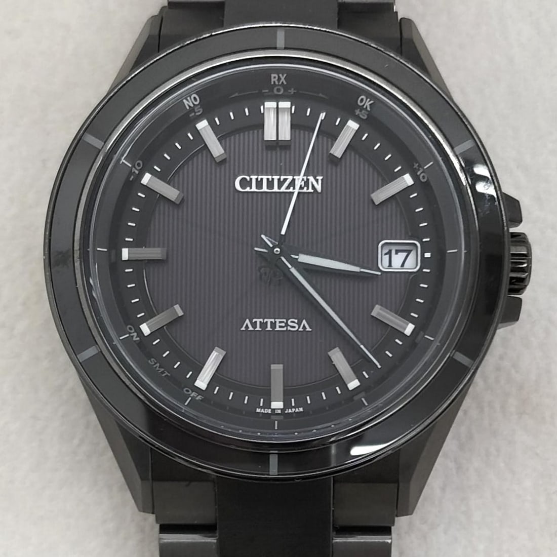 Citizen CB3035-72E H128-001R704 Attesa ACT Line titanium wristwatch: Citizen CB3035-72E H128-001R704 Attesa ACT Line titanium wristwatch Men's CITIZEN ATTESA ACT Line Eco-Drive wristwatch made in Japan. This pre-owned model features a black titanium case and titanium b