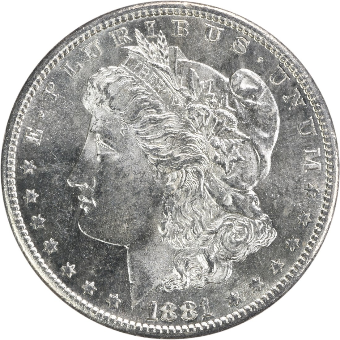 Choice BU 1881 San Francisco Morgan Silver Dollar Uncertified: Choice BU 1881 San Francisco Morgan Silver Dollar Uncertified This 1881-S Morgan Silver Dollar is a choice brilliant uncirculated coin from the San Francisco Mint. It is uncertified and composed of si