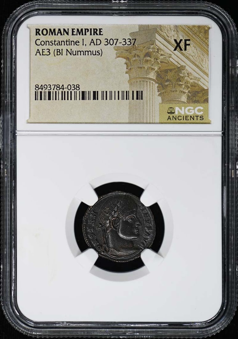 Roman Empire AE3 NGC Certified Constantine I Bronze Coin Extra Fine: Roman Empire AE3 NGC Certified Constantine I Bronze Coin Extra Fine This is a Roman Empire AE3 (BI Nummus) coin from the reign of Constantine I, dated AD 307-337. The coin has been certified by NGC wi