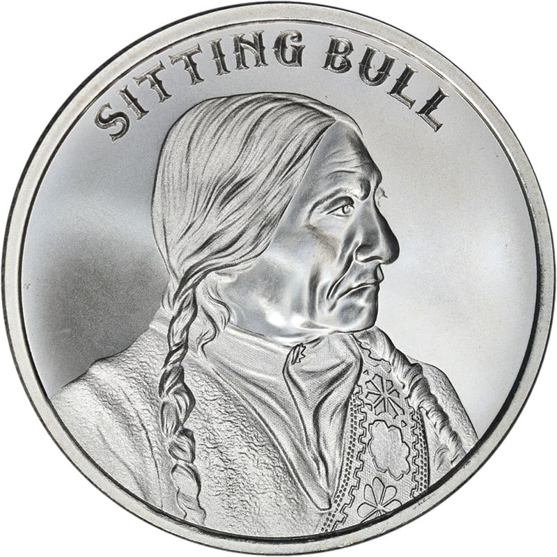 1 oz 999 Silver Sitting Bull Wild West Legends Round Uncirculated (1 of 2)