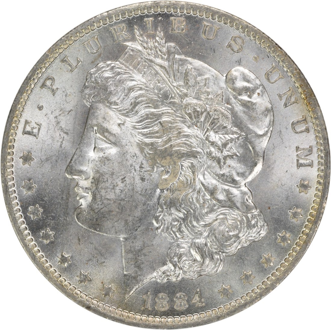 Uncirculated 1884-O Silver Morgan Dollar Brilliant Uncertified US Coin: Uncirculated 1884-O Silver Morgan Dollar Brilliant Uncertified US Coin This is an uncirculated 1884-O Morgan Silver Dollar from the United States, featuring a brilliant uncirculated (BU) grade. The co