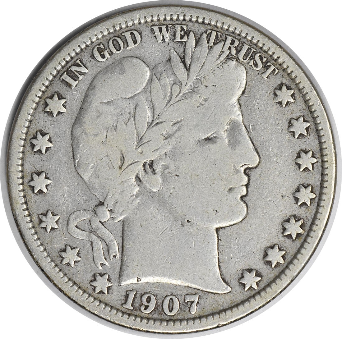 1907 S Barber Half Dollar Silver RPM1 F 50C Uncertified: 1907 S Barber Half Dollar Silver RPM1 F 50C Uncertified 1907 Barber Silver Half Dollar RPM1 in circulated Fine condition. This uncertified pre-owned coin has a 50C denomination and is identified as an