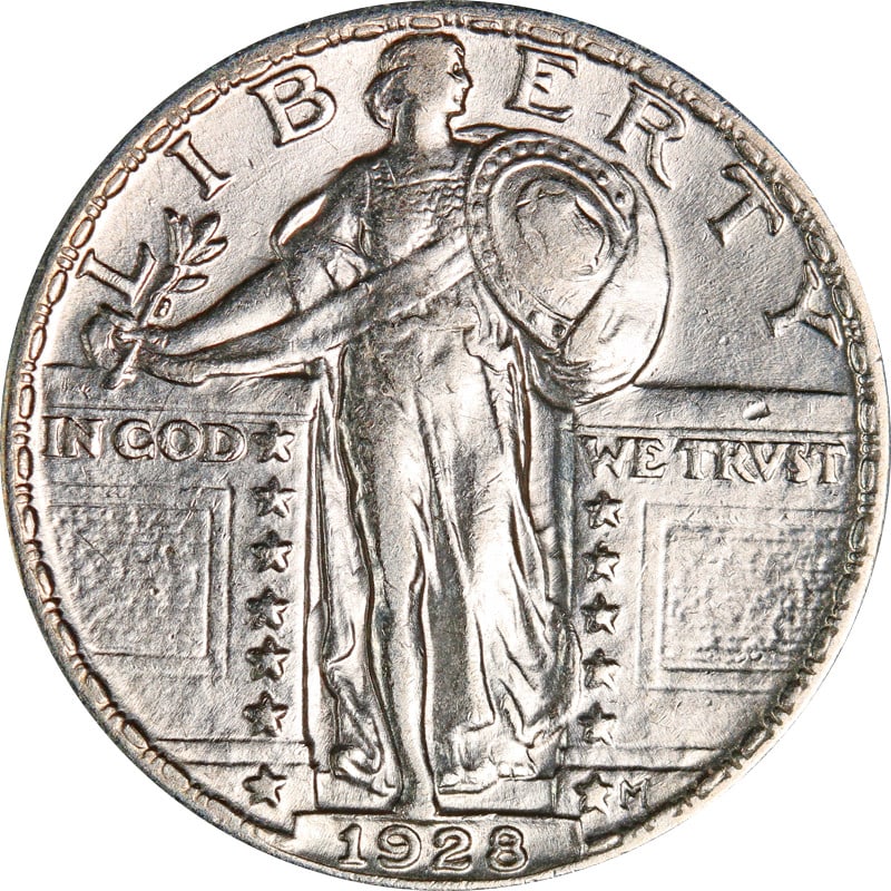 1928 P US Standing Liberty Silver Quarter Coin: 1928 P US Standing Liberty Silver Quarter Coin 1928-P Standing Liberty Quarter from the United States. This pre-owned coin is composed of silver and is listed as circulated and uncertified. Specificat