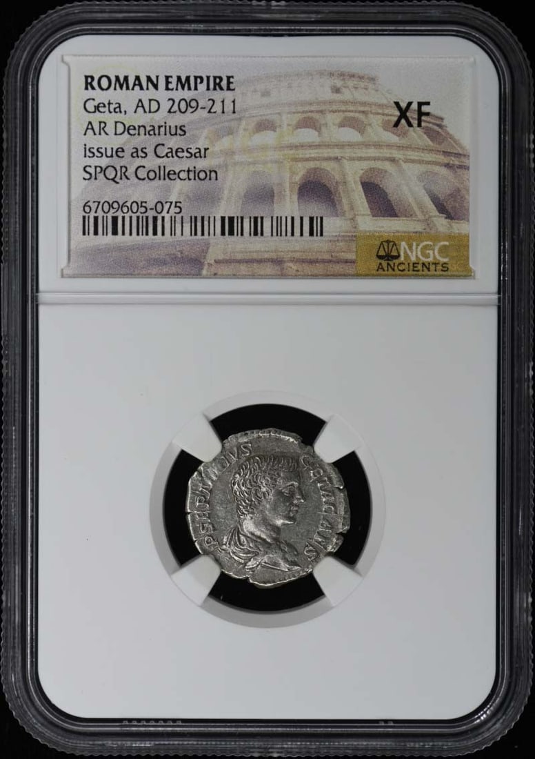 Roman Empire Geta AR Denarius Coin NGC XF40 AD 209-211: Roman Empire Geta AR Denarius Coin NGC XF40 AD 209-211 Roman Empire AR denarius of Geta, dated AD 209-211. This certified coin is graded XF40 by NGC and is offered in pre-owned condition. Specificatio