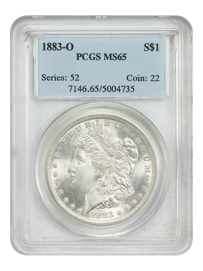 1883 O Mint Morgan Silver Dollar PCGS MS65 $1: 1883 O Mint Morgan Silver Dollar PCGS MS65 $1 1883-O Morgan Dollar certified by PCGS in MS65 condition. This uncirculated New Orleans issue is a popular O-Mint release. The New Orleans Mint struggled 