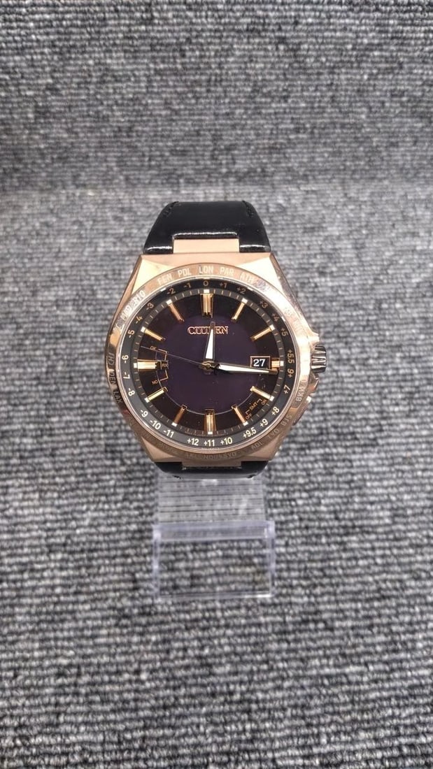 Citizen Attesa H145-S125499 Men's Eco Drive Titanium Wristwatch Japan: Citizen Attesa H145-S125499 Men's Eco Drive Titanium Wristwatch Japan Citizen Attesa Direct Flight Eco-Drive men's wristwatch, made in Japan. This pre-owned model features a Super Titanium case, calf 