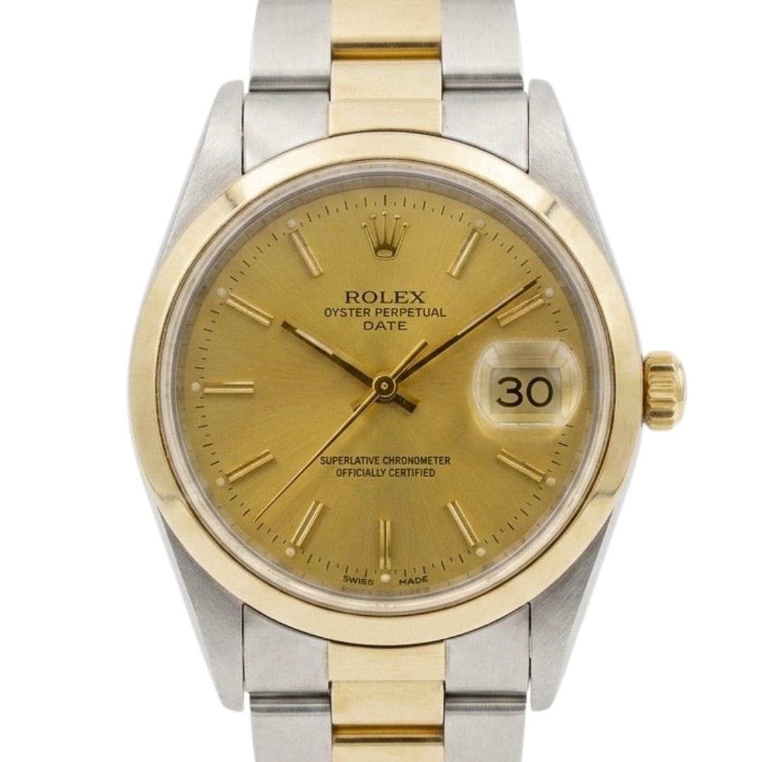 Rolex 15203 Oyster Perpetual Date Mens 34mm Gold Steel Wristwatch (1 of 11)