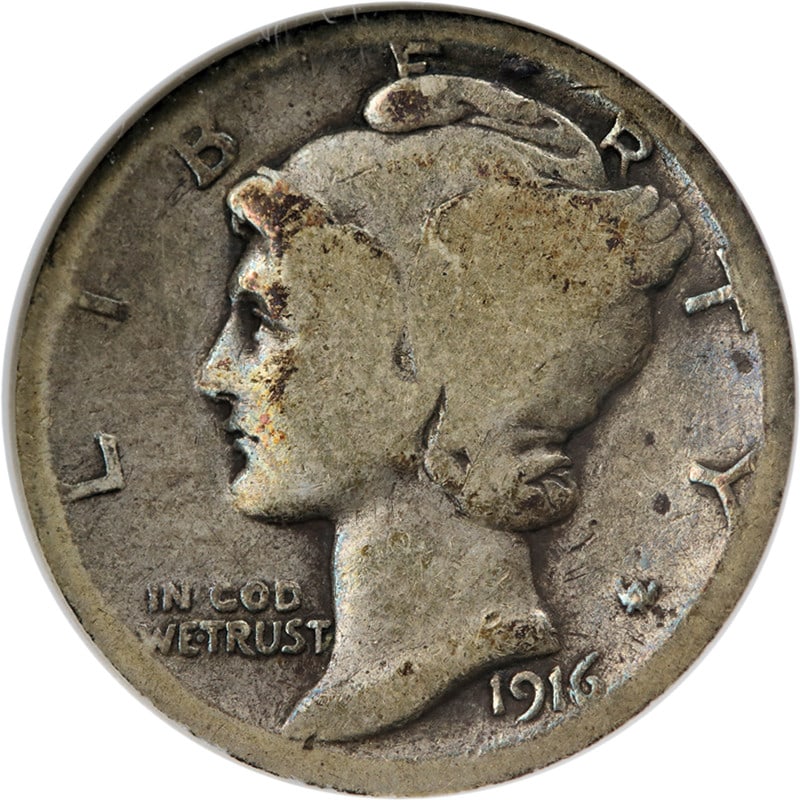 ANACS G4 1916-D Mercury silver dime key date (1 of 4)