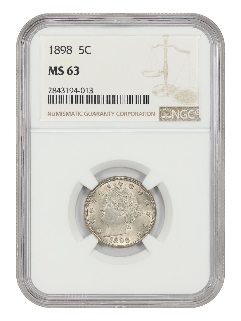 NGC MS63 1898 Liberty Head 5C Nickel (1 of 4)