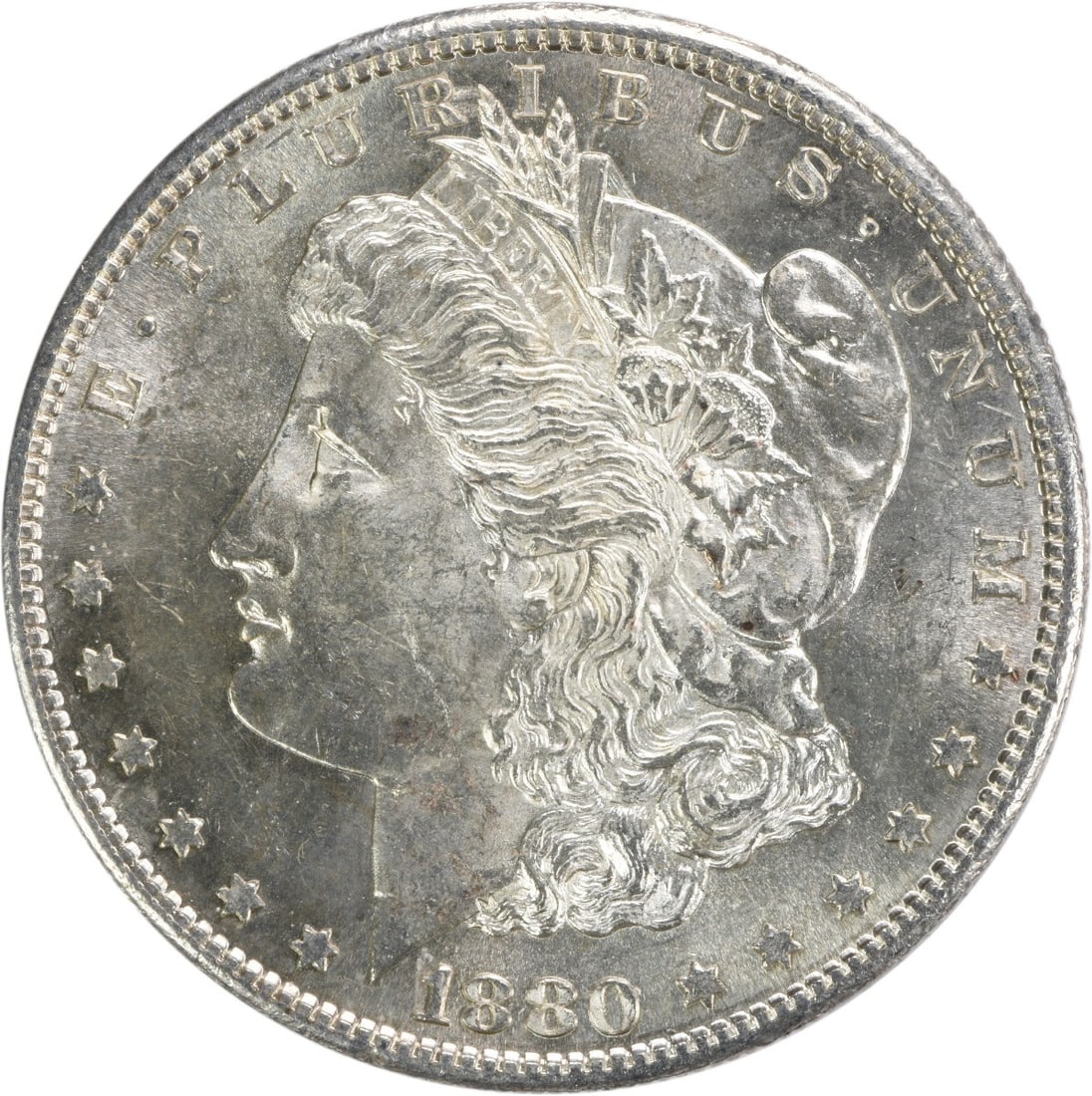 Choice BU 1880 S Silver Dollar Uncertified Morgan Coin: Choice BU 1880 S Silver Dollar Uncertified Morgan Coin This is an uncirculated 1880-S Morgan Silver Dollar graded as Choice Brilliant Uncirculated (BU). Minted at the San Francisco Mint, this coin is 