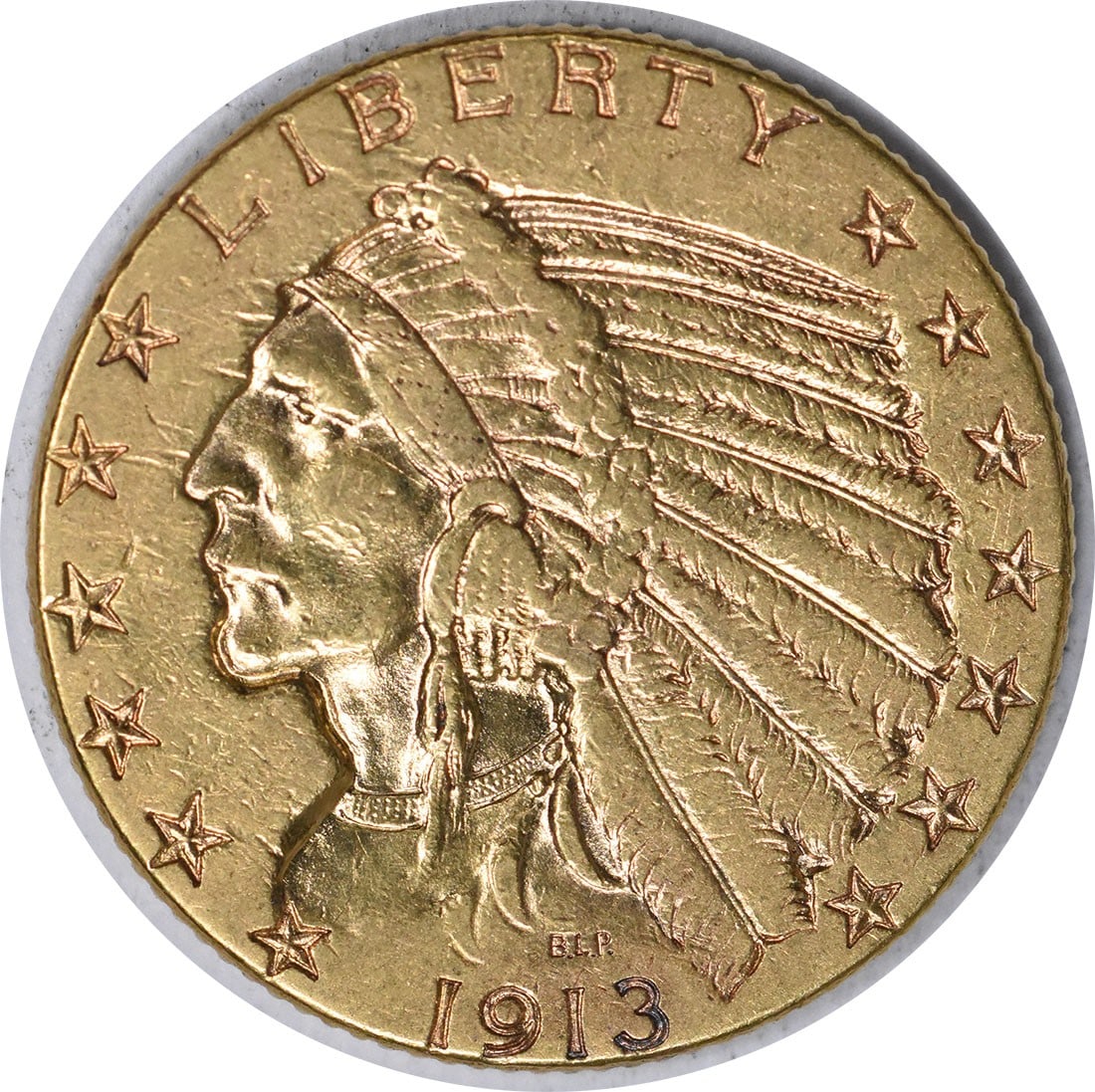 1913 Uncertified EF $5 Indian Gold Coin: 1913 Uncertified EF $5 Indian Gold Coin 1913 United States $5 Gold Indian coin in EF grade. This circulated, uncertified pre-1933 coin is composed of gold and offered as a pre-owned piece. Specificati