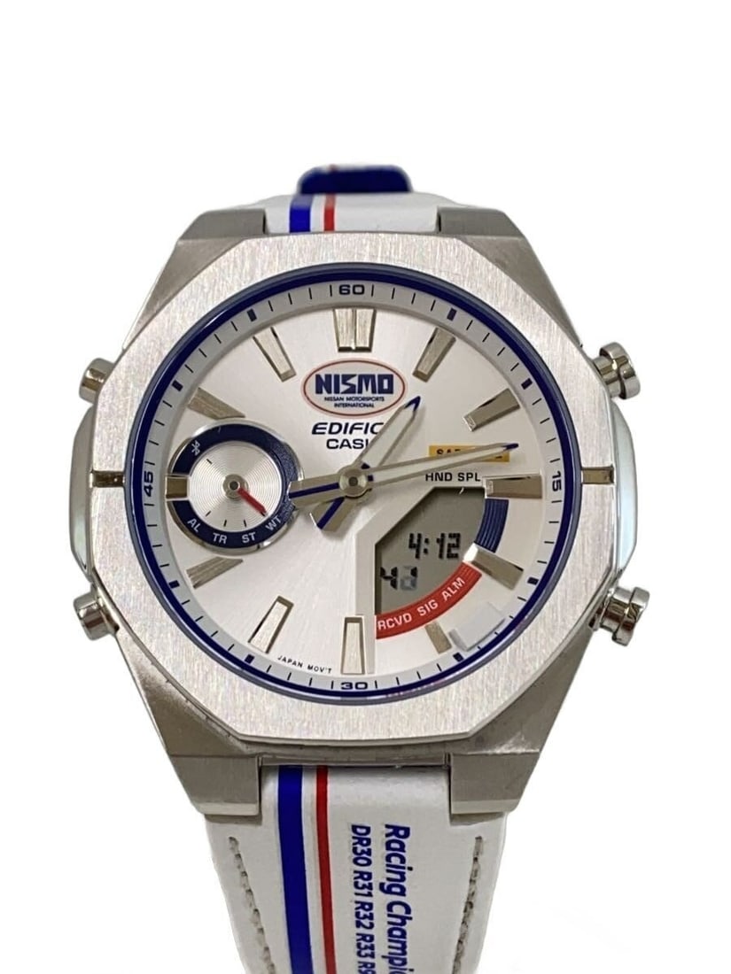 Casio Edifice NISMO Heritage Edition Leather Smartwatch: Casio Edifice NISMO Heritage Edition Leather Smartwatch This CASIO EDIFICE NISMO Heritage Edition ECB-S10NIS-7AJR men's wristwatch features both digital and analog displays, complemented by a Smartpho