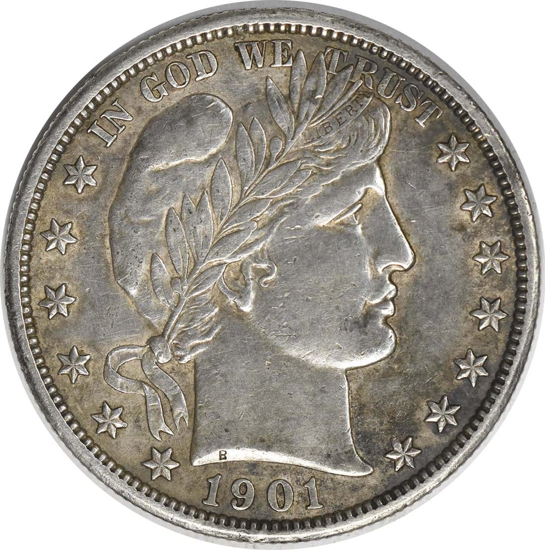 1901-S 50C Barber Half Dollar Silver AU Uncertified: 1901-S 50C Barber Half Dollar Silver AU Uncertified 1901-S Barber silver half dollar in AU grade. This uncertified coin is a circulated pre-owned example from the United States. Specifications Item Ty