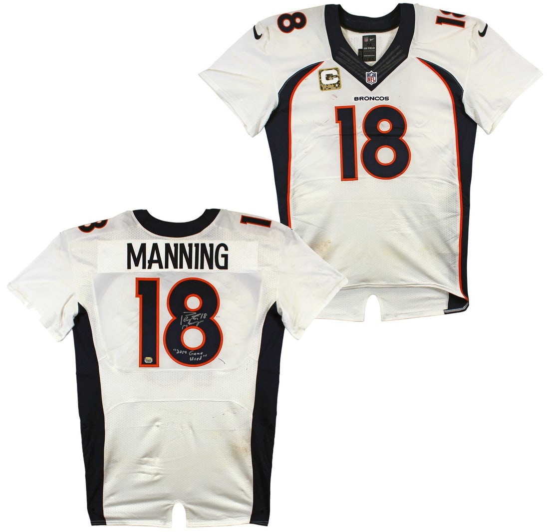 Peyton Manning 2014 Game Used Signed Broncos Nike Jersey Photomatched (1 of 11)