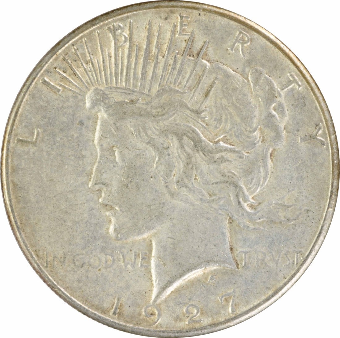 1927 S United States Peace Dollar Silver $1 EF Uncertified: 1927 S United States Peace Dollar Silver $1 EF Uncertified 1927-S Peace Silver Dollar in EF grade. This circulated, uncertified coin is composed of silver and has a pre-owned condition. Specifications