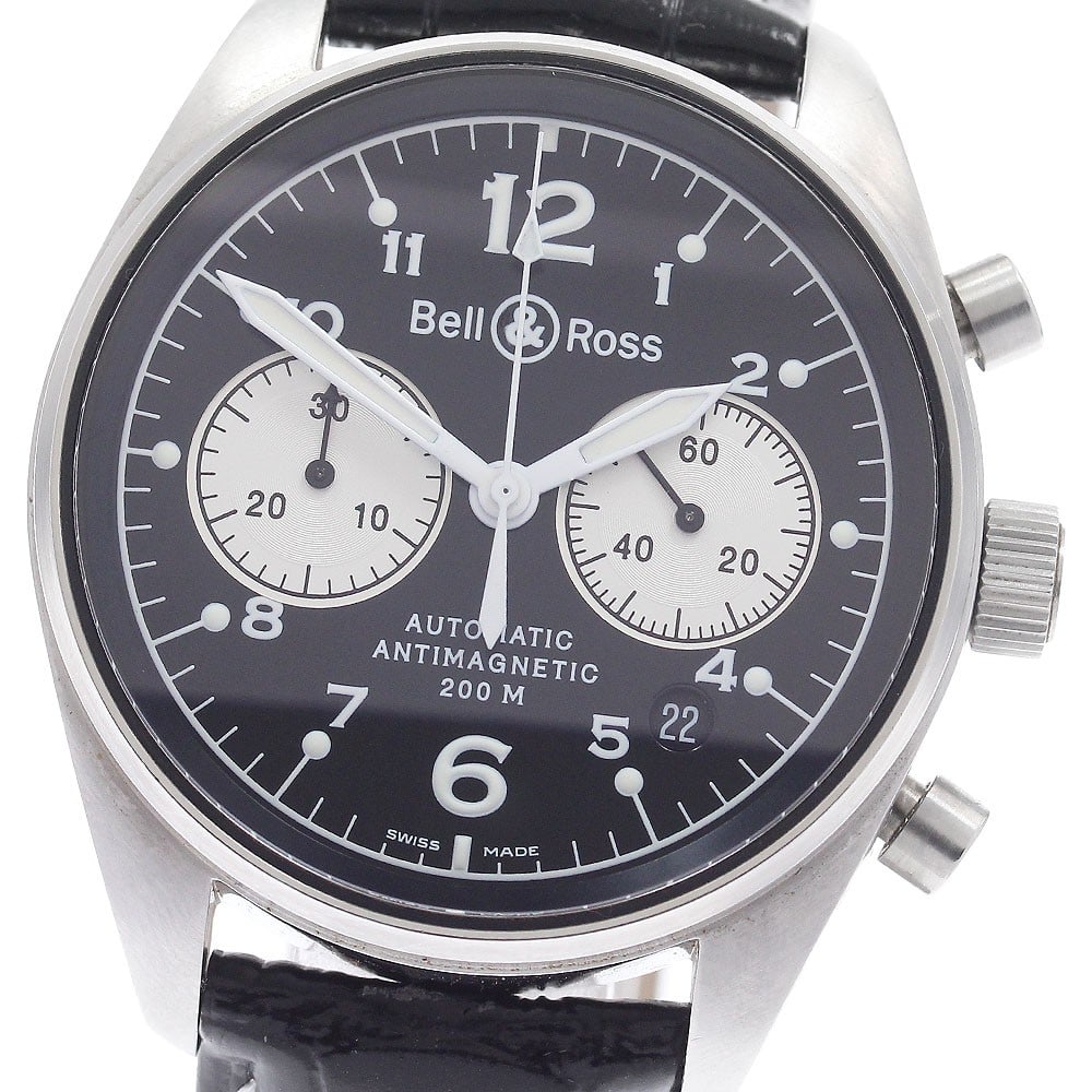 Bell&Ross Vintage 126.A mens automatic chronograph wristwatch: Bell&Ross Vintage 126.A mens automatic chronograph wristwatch Pre-owned Bell & Ross Vintage men's automatic wristwatch with chronograph, date, and small seconds functions. The watch features a stainle