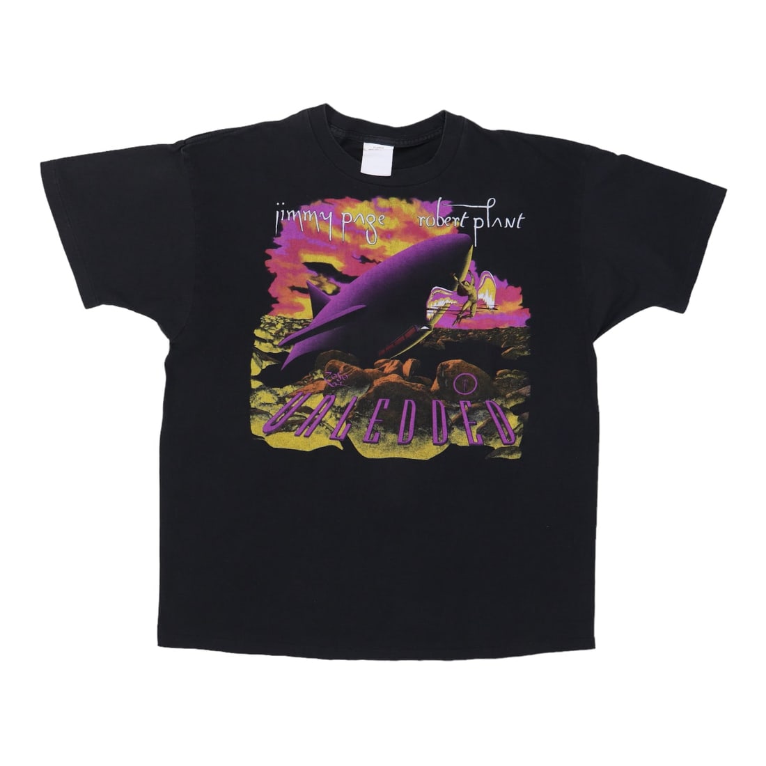 Vintage 1995 No Quarter Tour T Shirt Jimmy Page Robert Plant Black Cotton (1 of 5)
